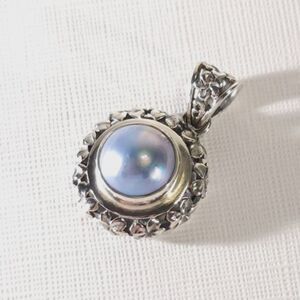 Bali Blue Mabe Pearl Pendant Sterling Silver